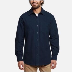 Woolrich Chamois Shirt Men’s Large Navy Blue Soft Cotton Button Up Long Sleeve